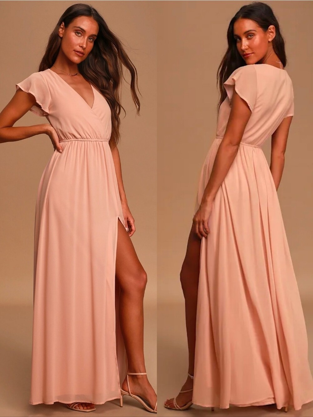 Lulus Lost in the Moment Blush Maxi Dress S